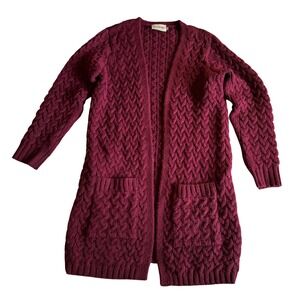 Women's Saol Ireland Merino Open Cardigan, Deep Berry, Size M